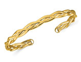 14K Yellow Gold Braided Bracelet Cuff Bangle
